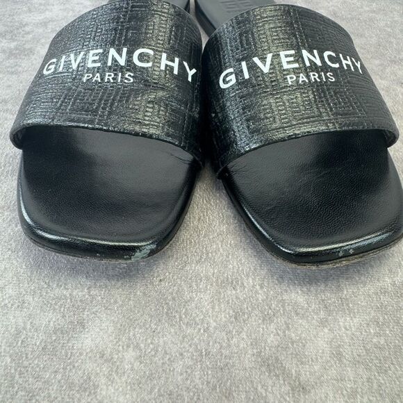 Givenchy 4G Black Embossed Textured Black Slides 41 - Picture 5 of 16